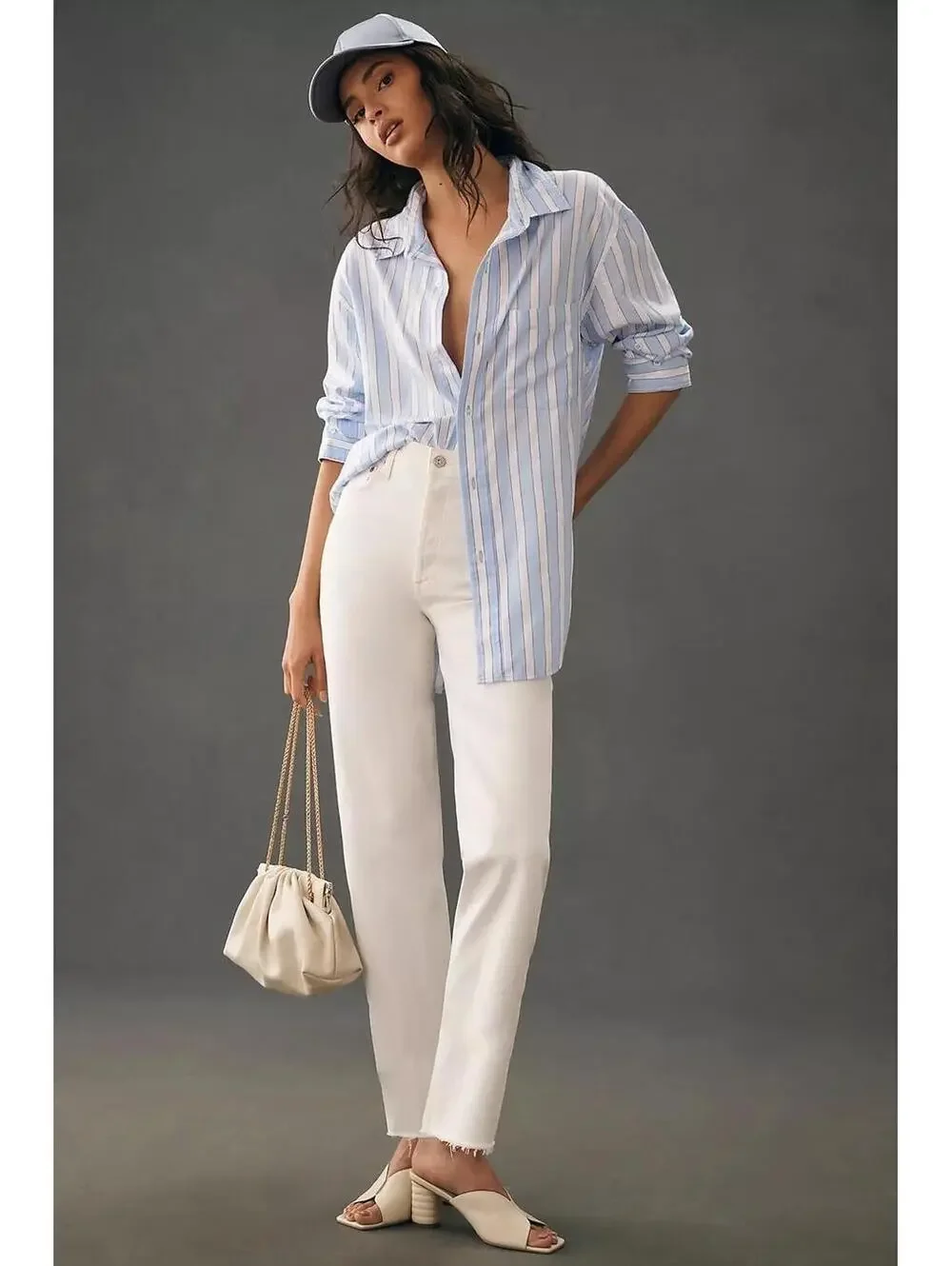 Citizens of Humanity Florence High Rise Crop Wide Straight Jeans White 25